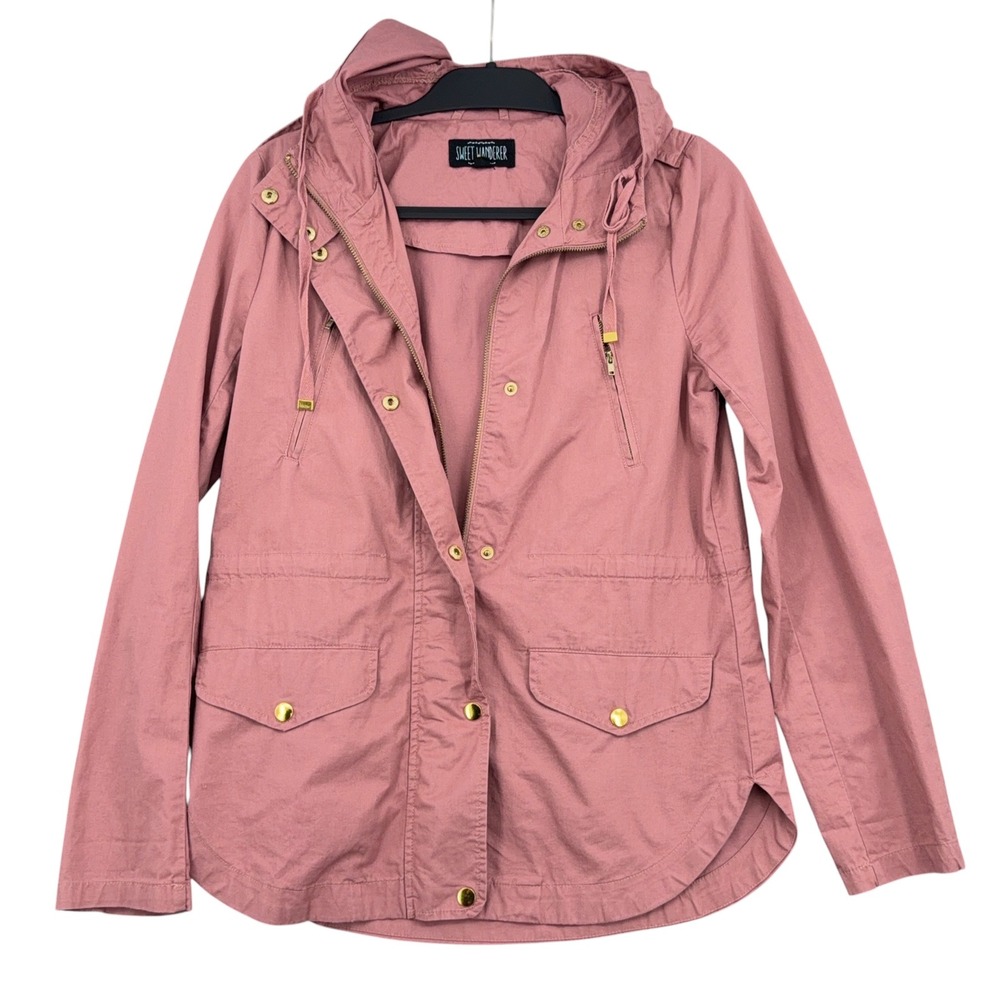 Sweet Wanderer Military Utility Anorak Jacket Women Small 100% Cotton Mauve Pink